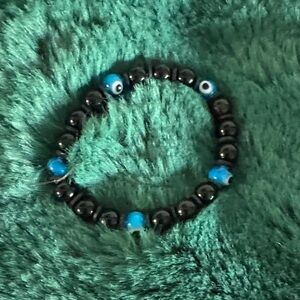 Black obsidian and evil eye bracelet